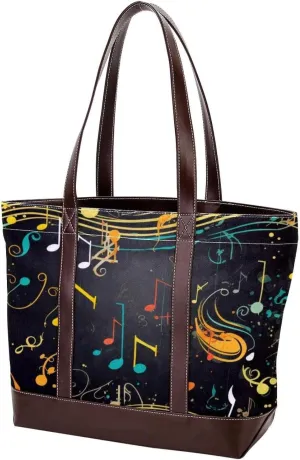 Artistic Notes-166 Tote Bags Durable Leather Canvas Purses and Handbags for Women Top Handle Shoulder Satchel Hobo Bags