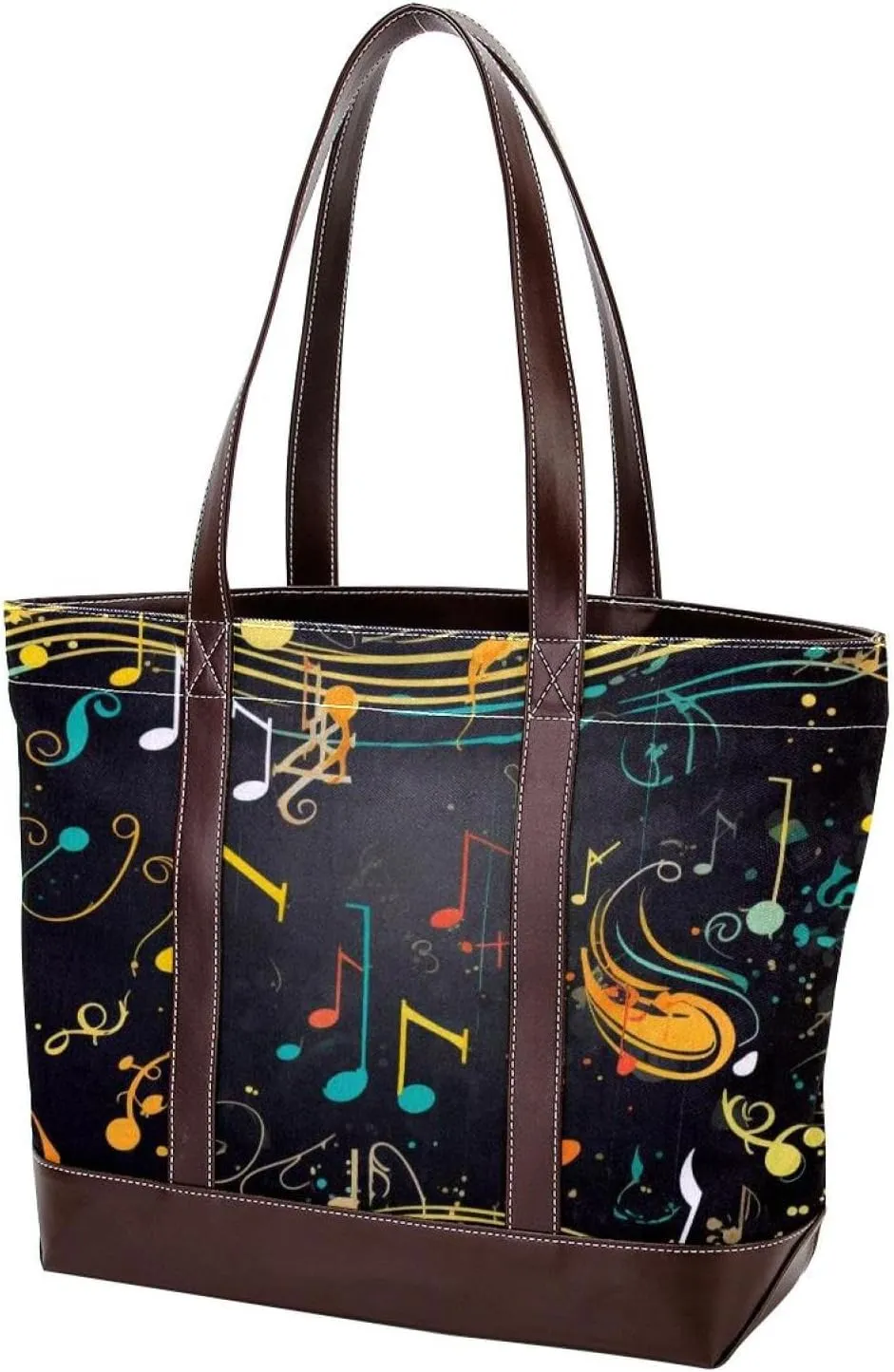 Artistic Notes-166 Tote Bags Durable Leather Canvas Purses and Handbags for Women Top Handle Shoulder Satchel Hobo Bags