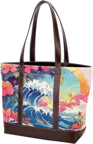 Artistic Scenery-613 Tote Bags Durable Leather Canvas Purses and Handbags for Women Top Handle Shoulder Satchel Hobo Bags