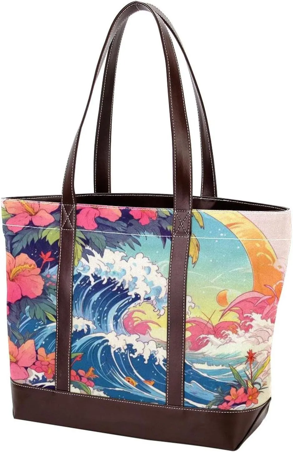 Artistic Scenery-613 Tote Bags Durable Leather Canvas Purses and Handbags for Women Top Handle Shoulder Satchel Hobo Bags