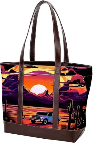Artistic Scenery-622 Tote Bags Durable Leather Canvas Purses and Handbags for Women Top Handle Shoulder Satchel Hobo Bags