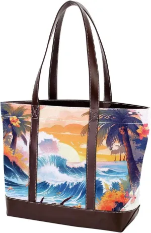 Artistic Scenery-625 Tote Bags Durable Leather Canvas Purses and Handbags for Women Top Handle Shoulder Satchel Hobo Bags