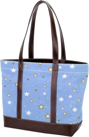 Artistic Stars-1297 Tote Bags Durable Leather Canvas Purses and Handbags for Women Top Handle Shoulder Satchel Hobo Bags