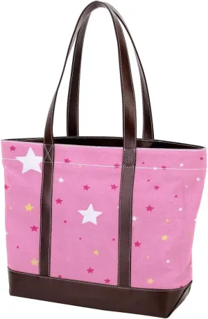 Artistic Stars-1315 Tote Bags Durable Leather Canvas Purses and Handbags for Women Top Handle Shoulder Satchel Hobo Bags