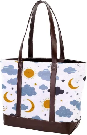Artistic Stars-1327 Tote Bags Durable Leather Canvas Purses and Handbags for Women Top Handle Shoulder Satchel Hobo Bags