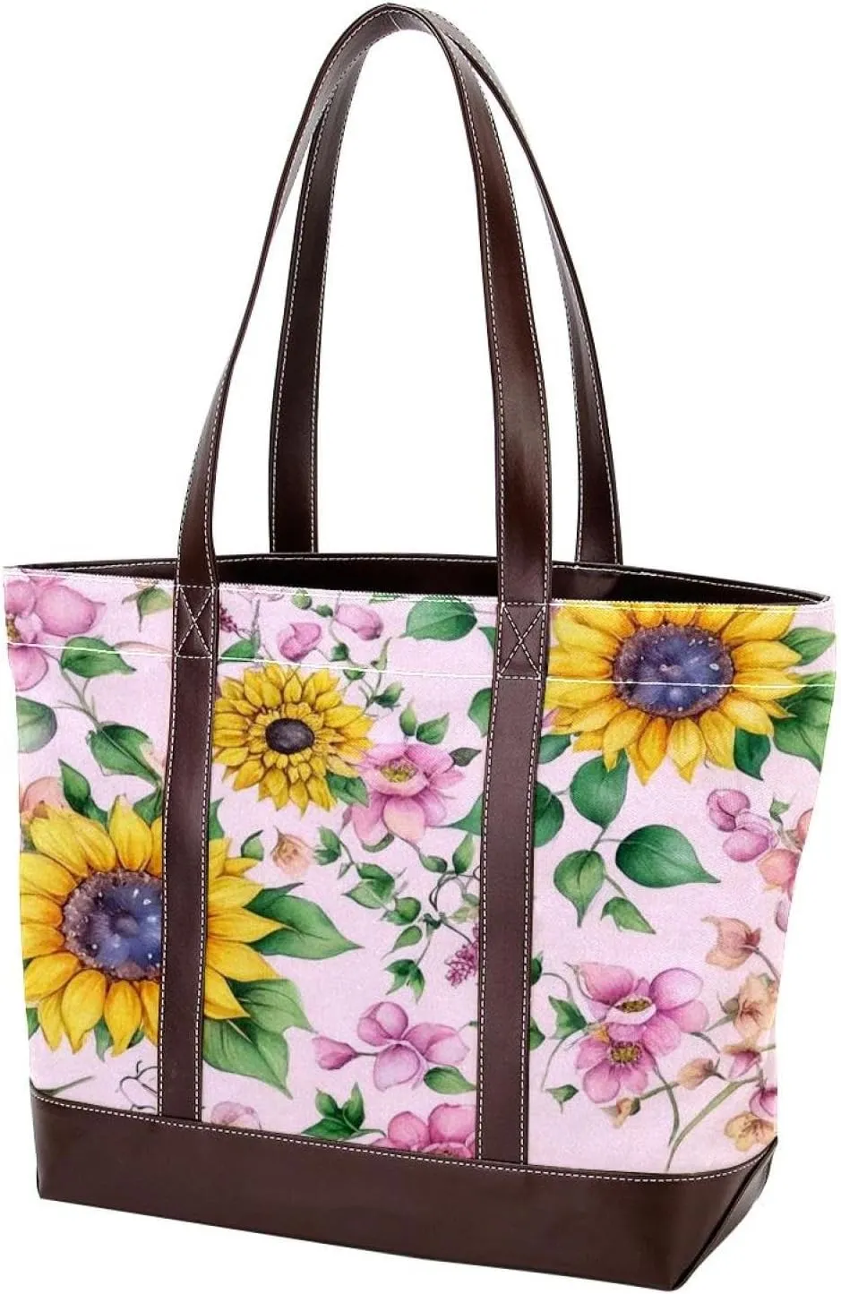 Artistic Sunflowers-301 Tote Bags Durable Leather Canvas Purses and Handbags for Women Top Handle Shoulder Satchel Hobo Bags