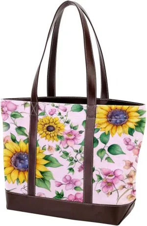 Artistic Sunflowers-301 Tote Bags Durable Leather Canvas Purses and Handbags for Women Top Handle Shoulder Satchel Hobo Bags