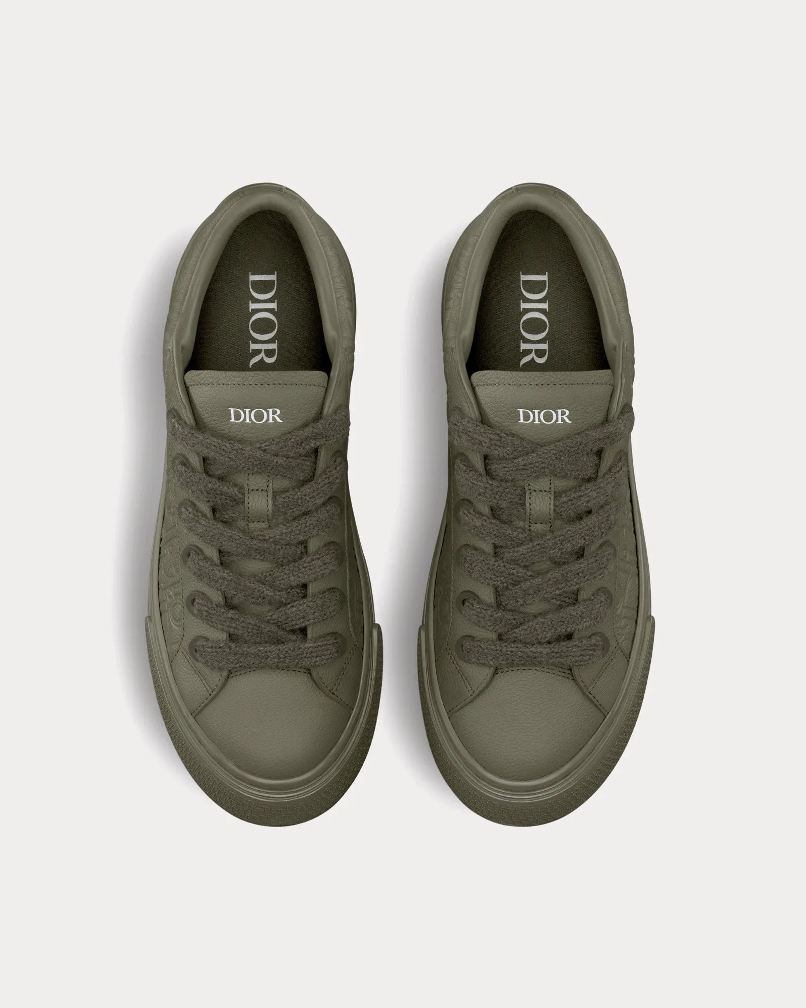B33 Khaki Grained Calfskin and Khaki Dior Gravity Leather Low Top Sneakers