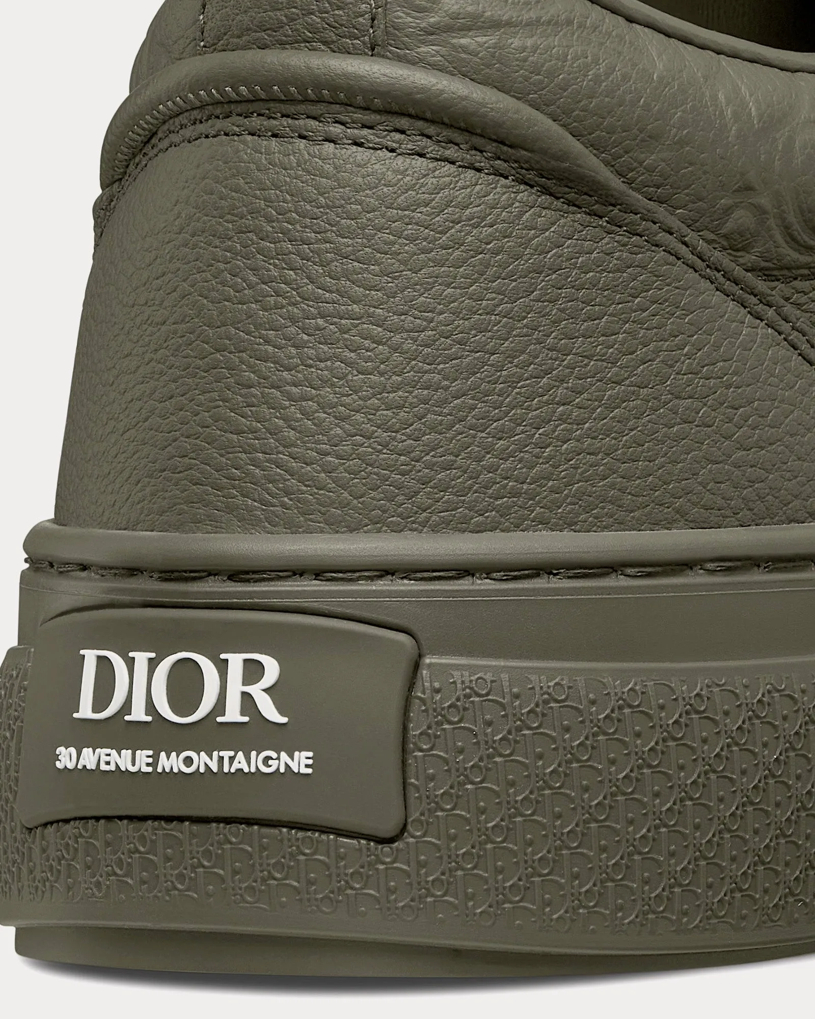 B33 Khaki Grained Calfskin and Khaki Dior Gravity Leather Low Top Sneakers