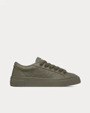 B33 Khaki Grained Calfskin and Khaki Dior Gravity Leather Low Top Sneakers