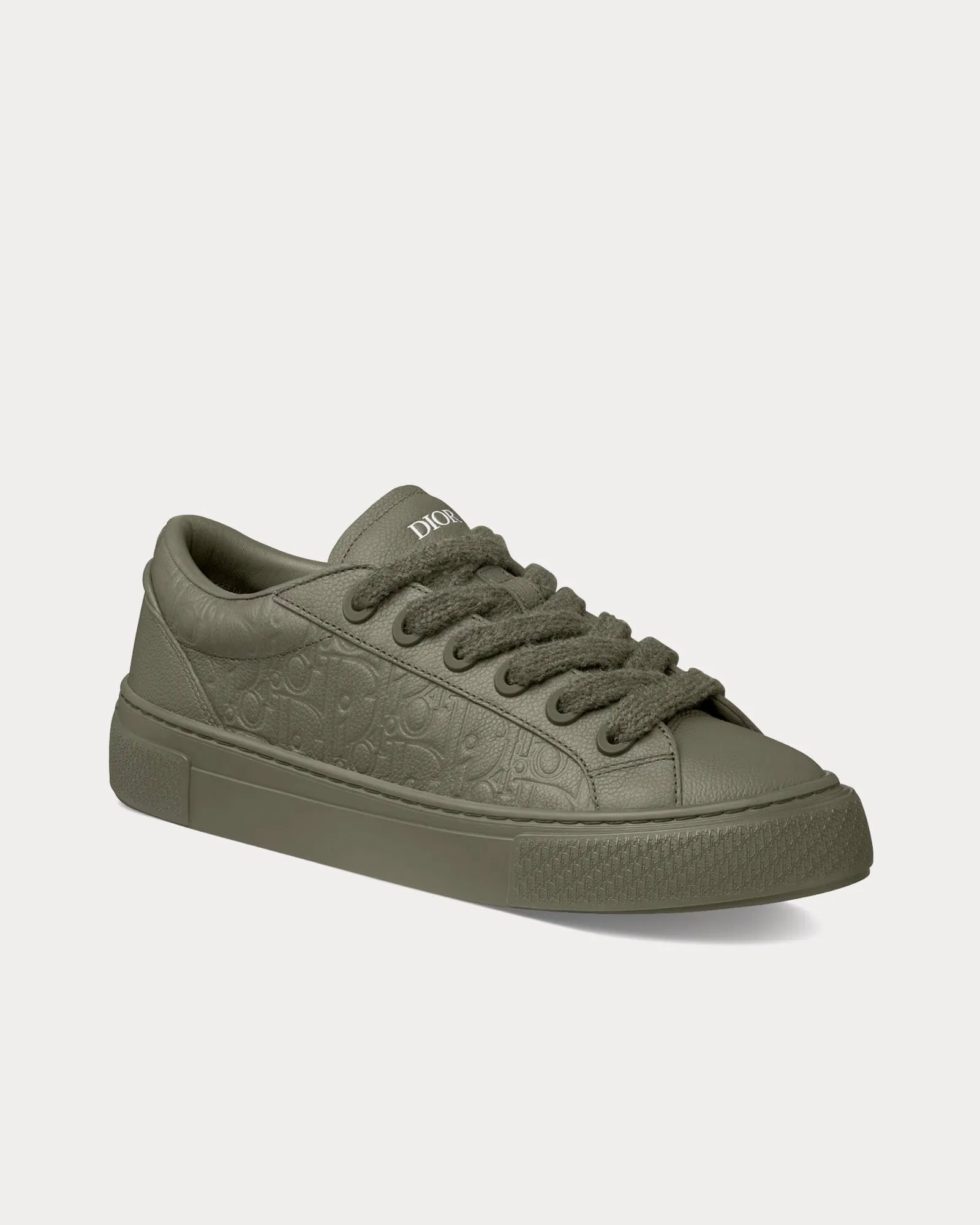B33 Khaki Grained Calfskin and Khaki Dior Gravity Leather Low Top Sneakers