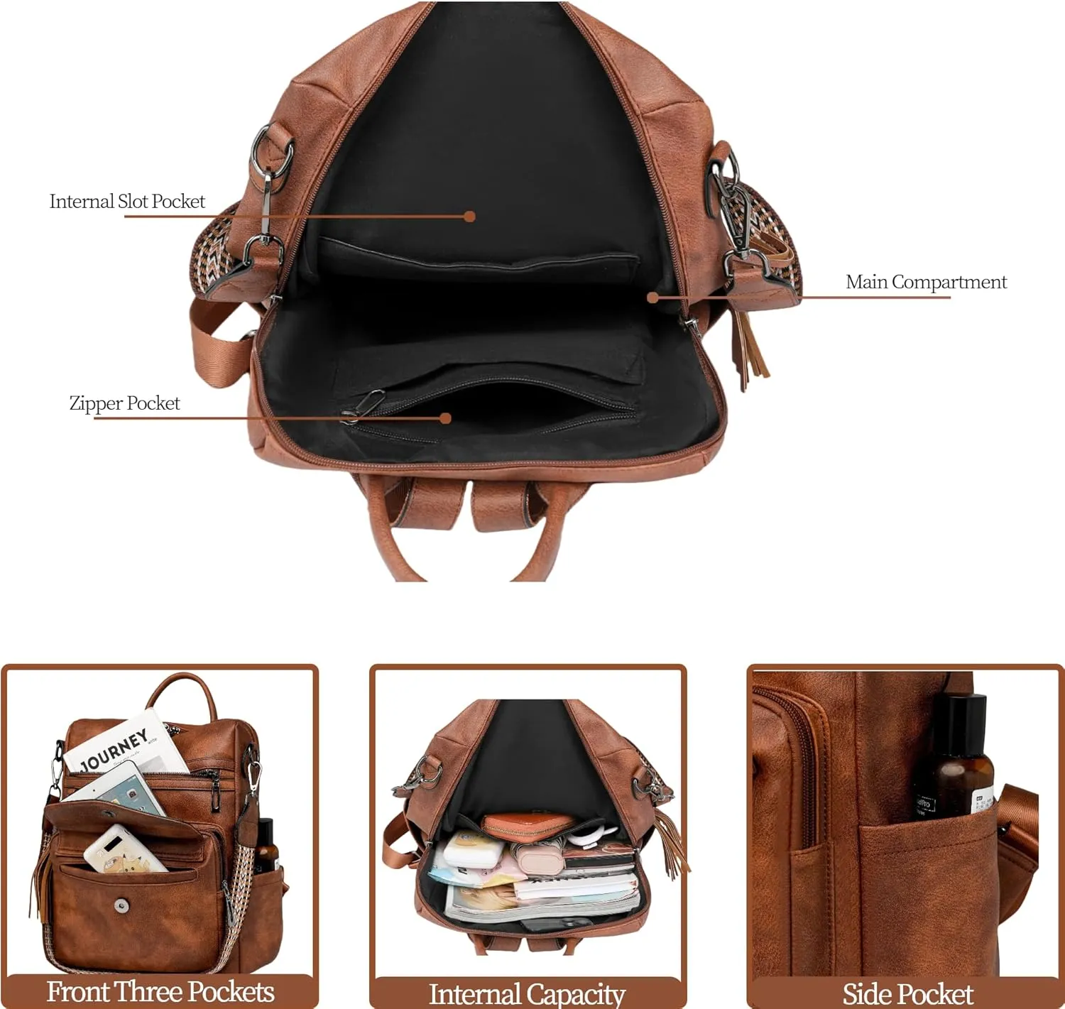 Backpack Purse for Women Fashion Designer Backpack Ladies Travel Convertible Shoulder Bags (Coffee)