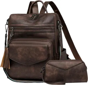 Backpack Purse for Women Fashion Designer Backpack Ladies Travel Convertible Shoulder Bags (Coffee)