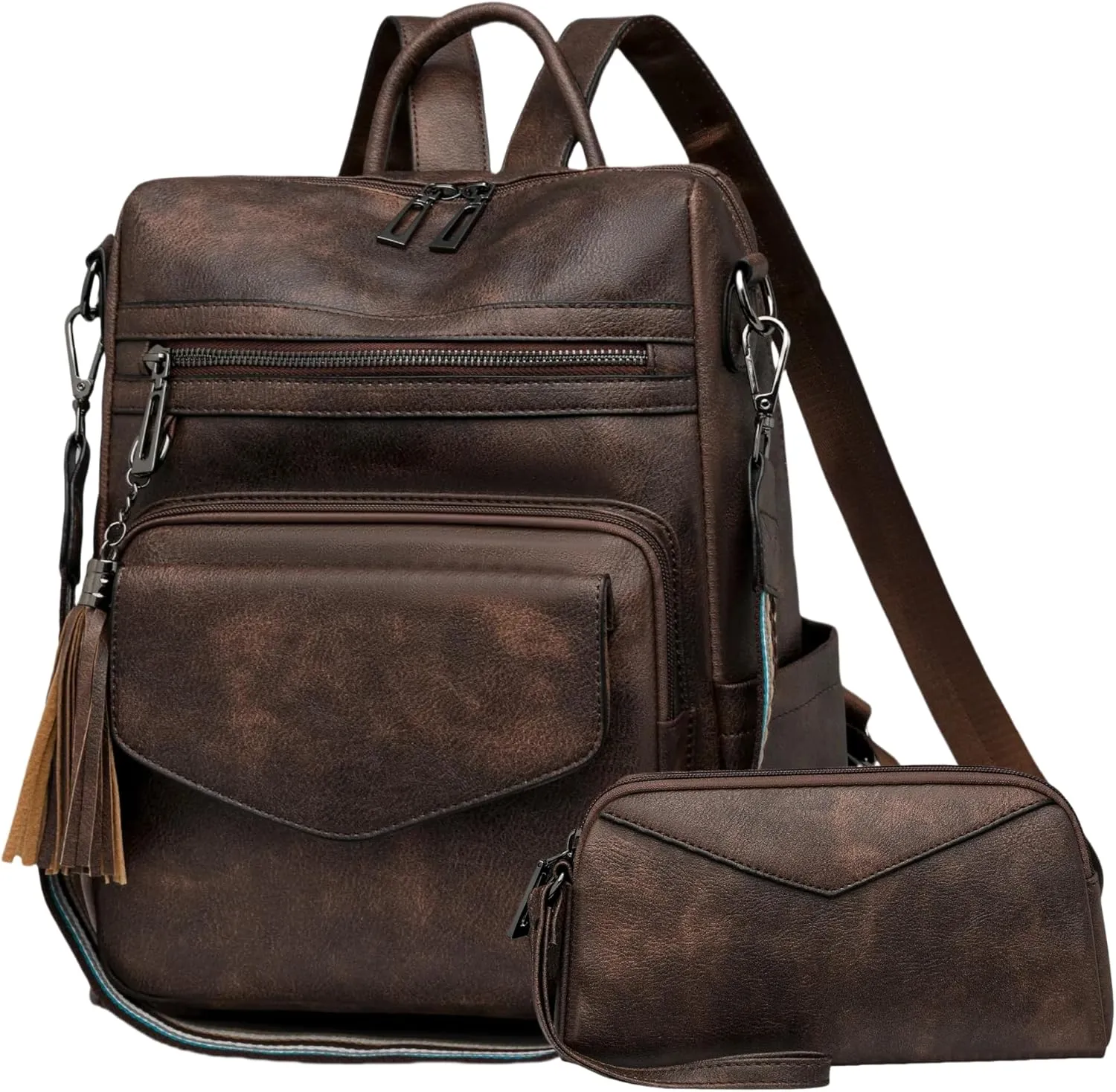 Backpack Purse for Women Fashion Designer Backpack Ladies Travel Convertible Shoulder Bags (Coffee)