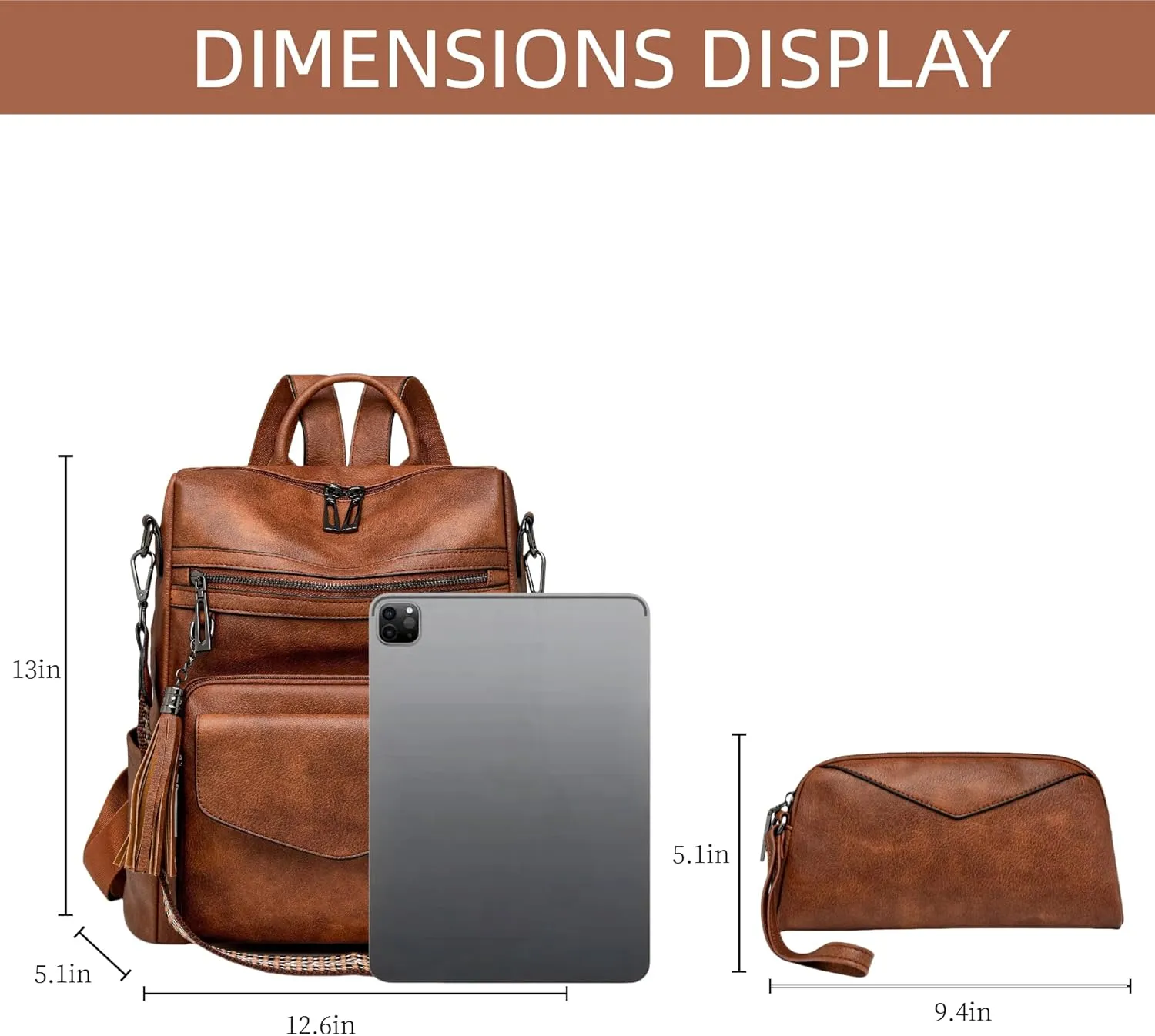 Backpack Purse for Women Fashion Designer Backpack Ladies Travel Convertible Shoulder Bags (Coffee)