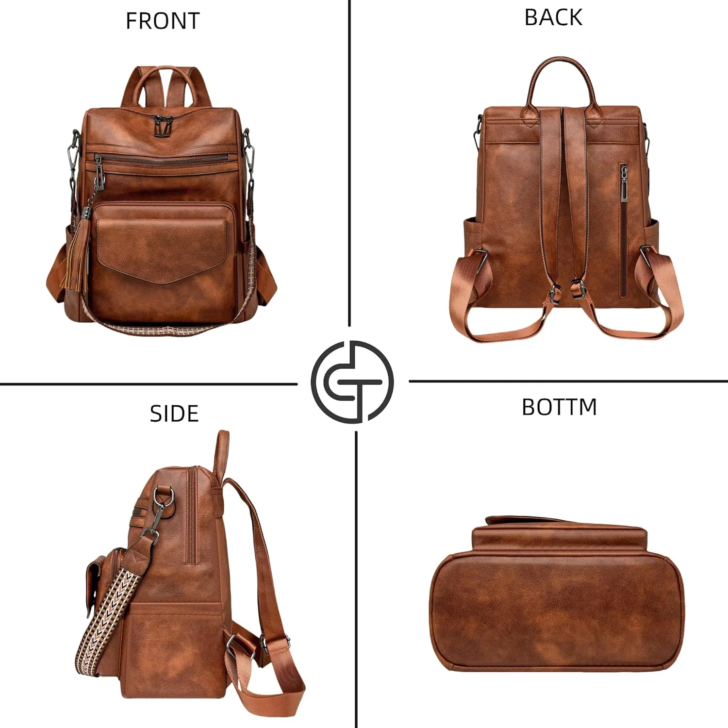Backpack Purse for Women Fashion Designer Backpack Ladies Travel Convertible Shoulder Bags (Coffee)