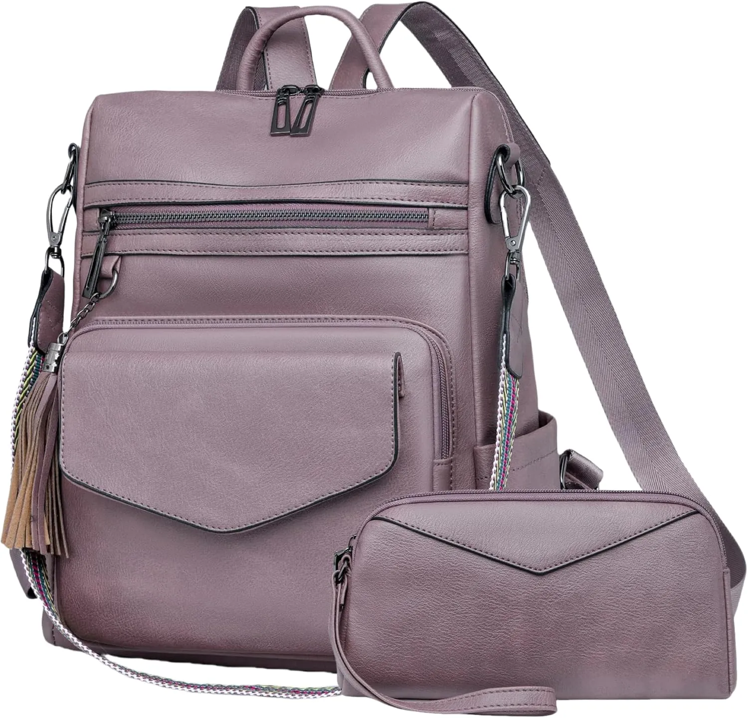 Backpack Purse for Women Fashion Designer Backpack Ladies Travel Convertible Shoulder Bags (Purple)
