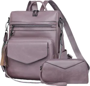 Backpack Purse for Women Fashion Designer Backpack Ladies Travel Convertible Shoulder Bags (Purple)