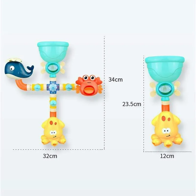 Bath Toys Baby Water Game Faucet Shower Rubber Duck Waterwheel Dabbling Water Spray Set For Kids Animals Bathroom Summer Toys