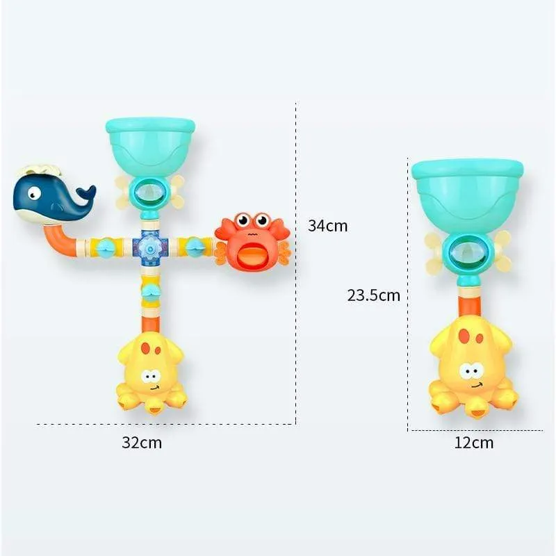 Bath Toys Baby Water Game Faucet Shower Rubber Duck Waterwheel Dabbling Water Spray Set For Kids Animals Bathroom Summer Toys