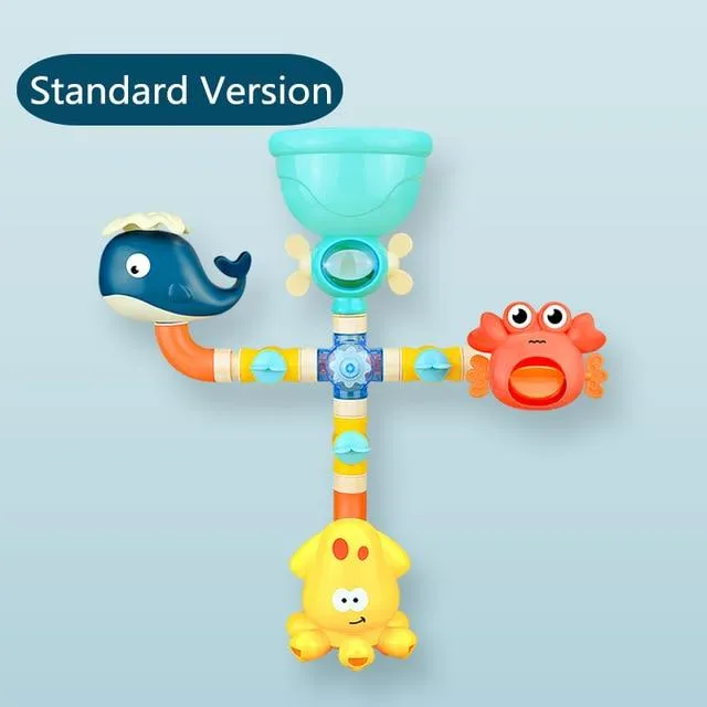 Bath Toys Baby Water Game Faucet Shower Rubber Duck Waterwheel Dabbling Water Spray Set For Kids Animals Bathroom Summer Toys