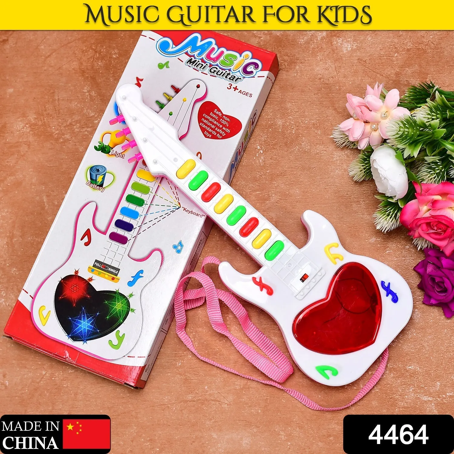 Battery Operated Musical Instruments Mini Guitar Toys and Light for 3 Years Old Kids.