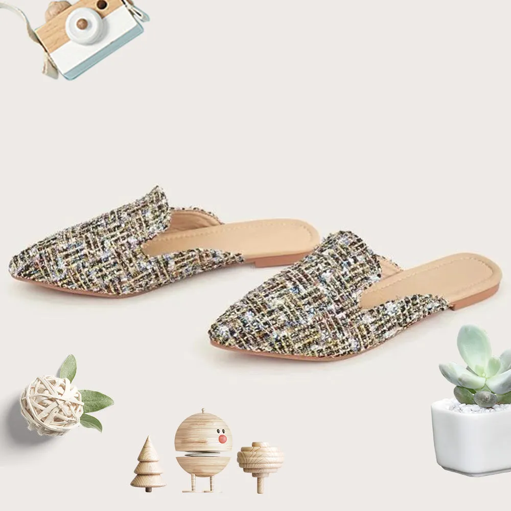 Beach Sandals Linen Slides