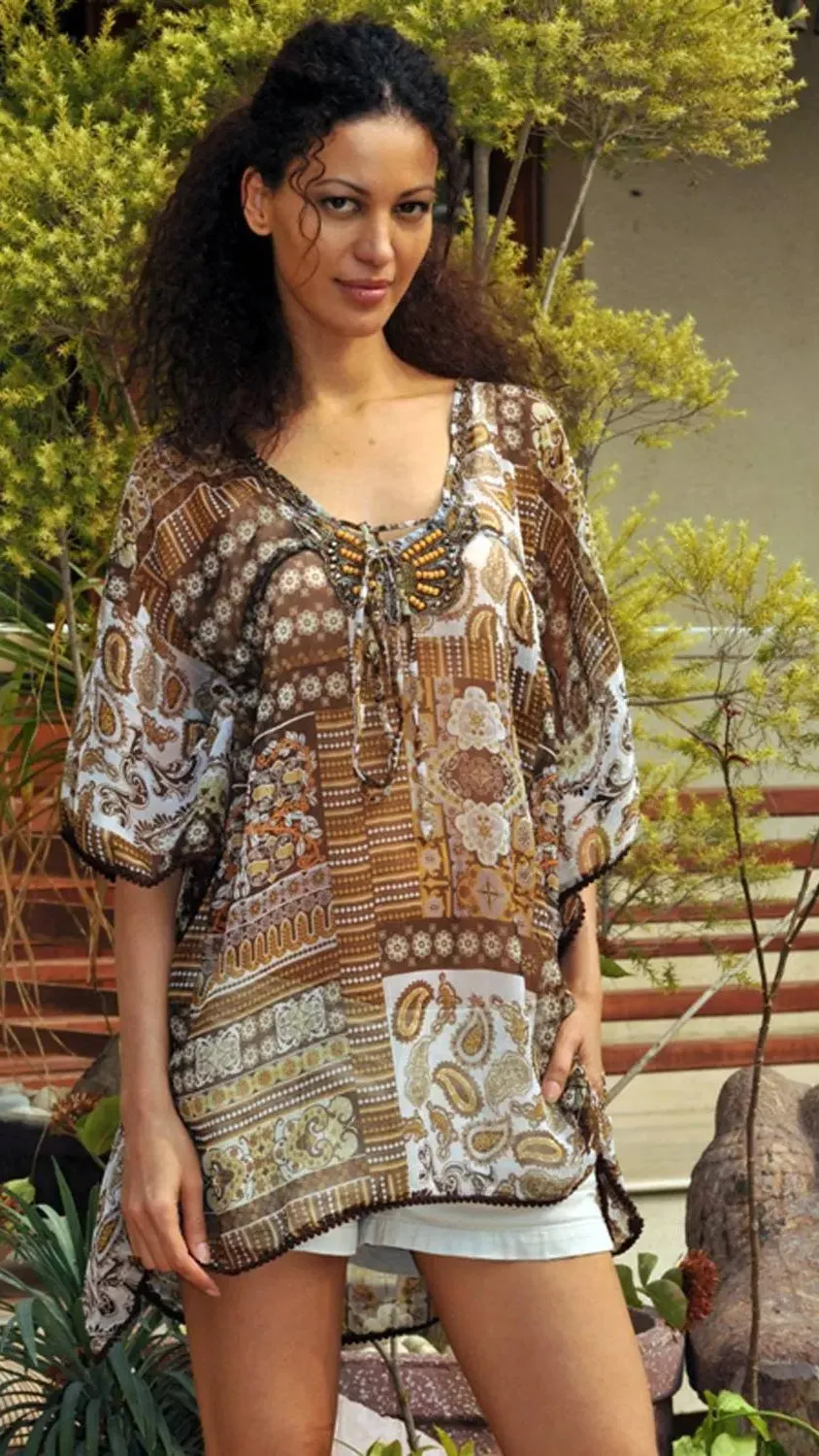 Beaded Kaftan to wear over a Swimsuit or Pair with Shorts for casual wear