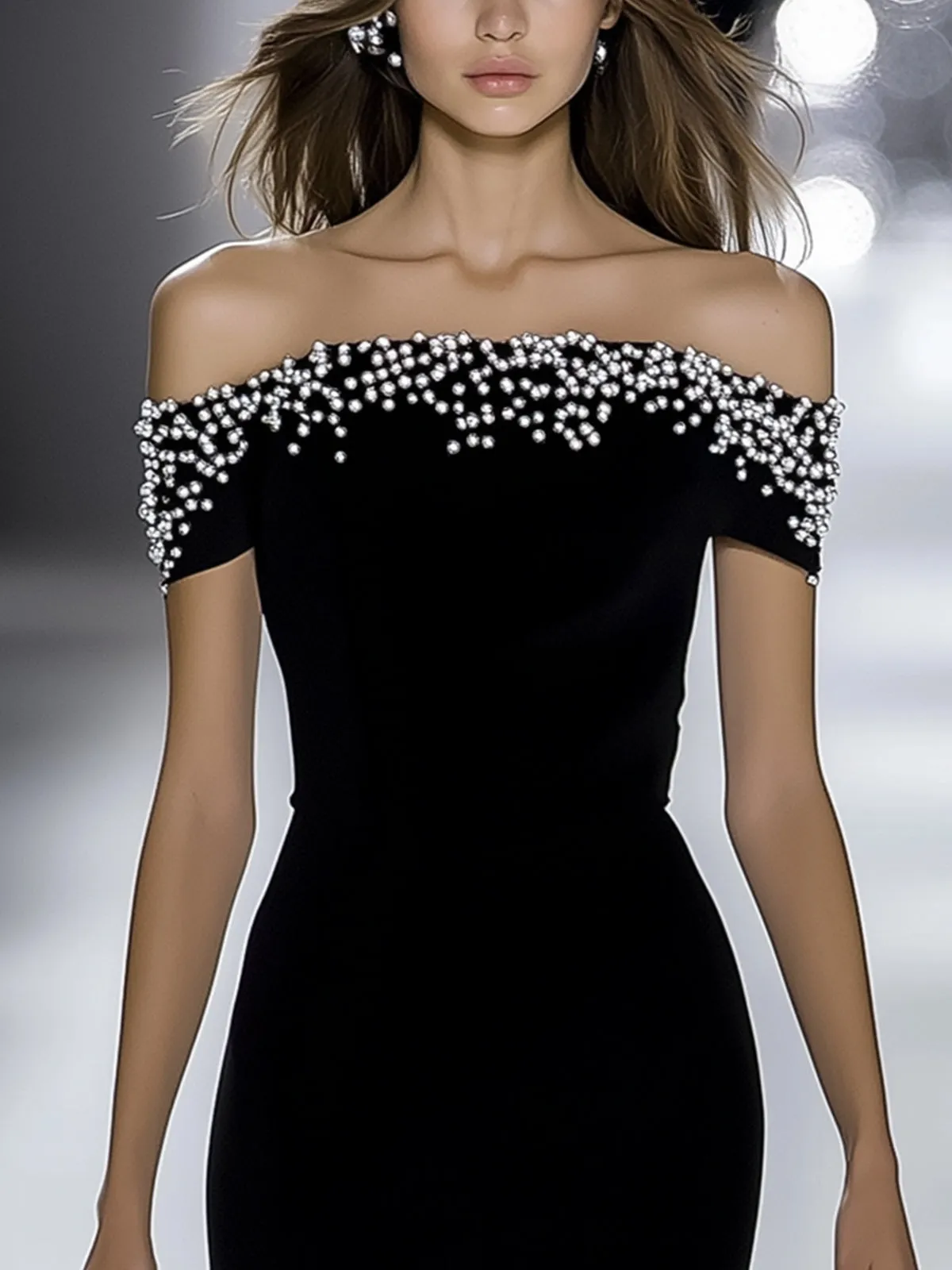 Beaded Off Shoulder Bodycon Dress