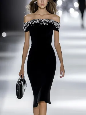 Beaded Off Shoulder Bodycon Dress