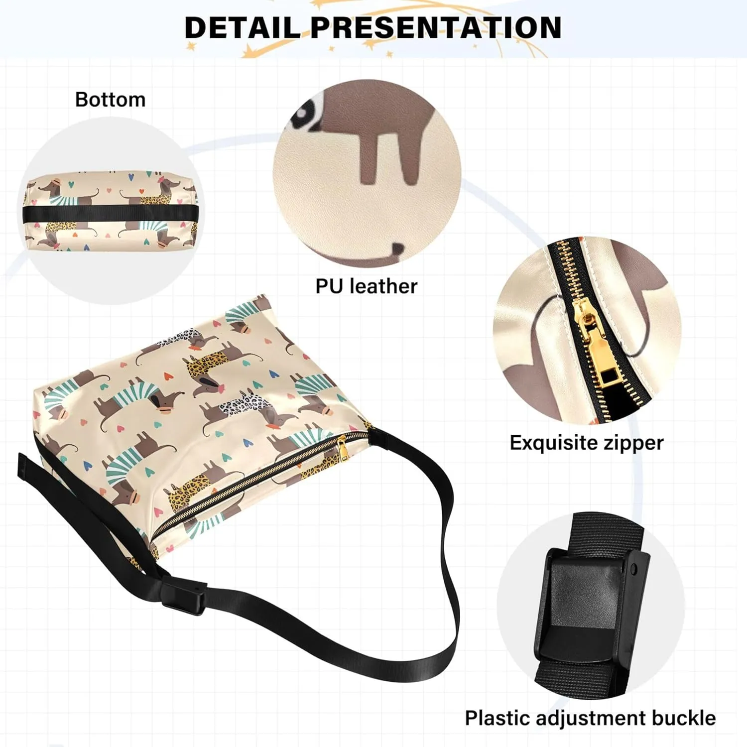Bear Panda Polar Black White PU Leather Western Purse Hobo Large Crossbody Bags Floral Animal Print Women Bag
