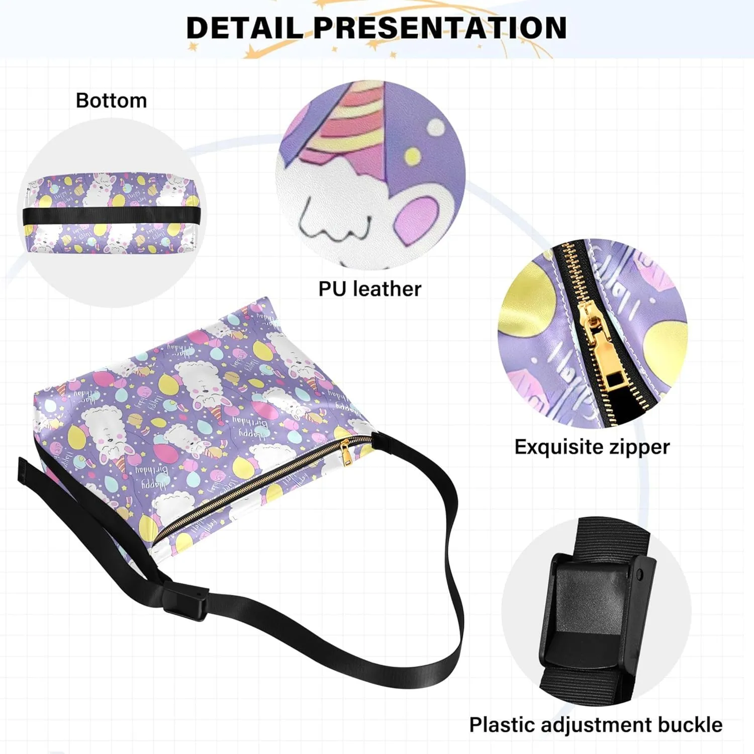 Bear Panda Polar Black White PU Leather Western Purse Hobo Large Crossbody Bags Floral Animal Print Women Bag