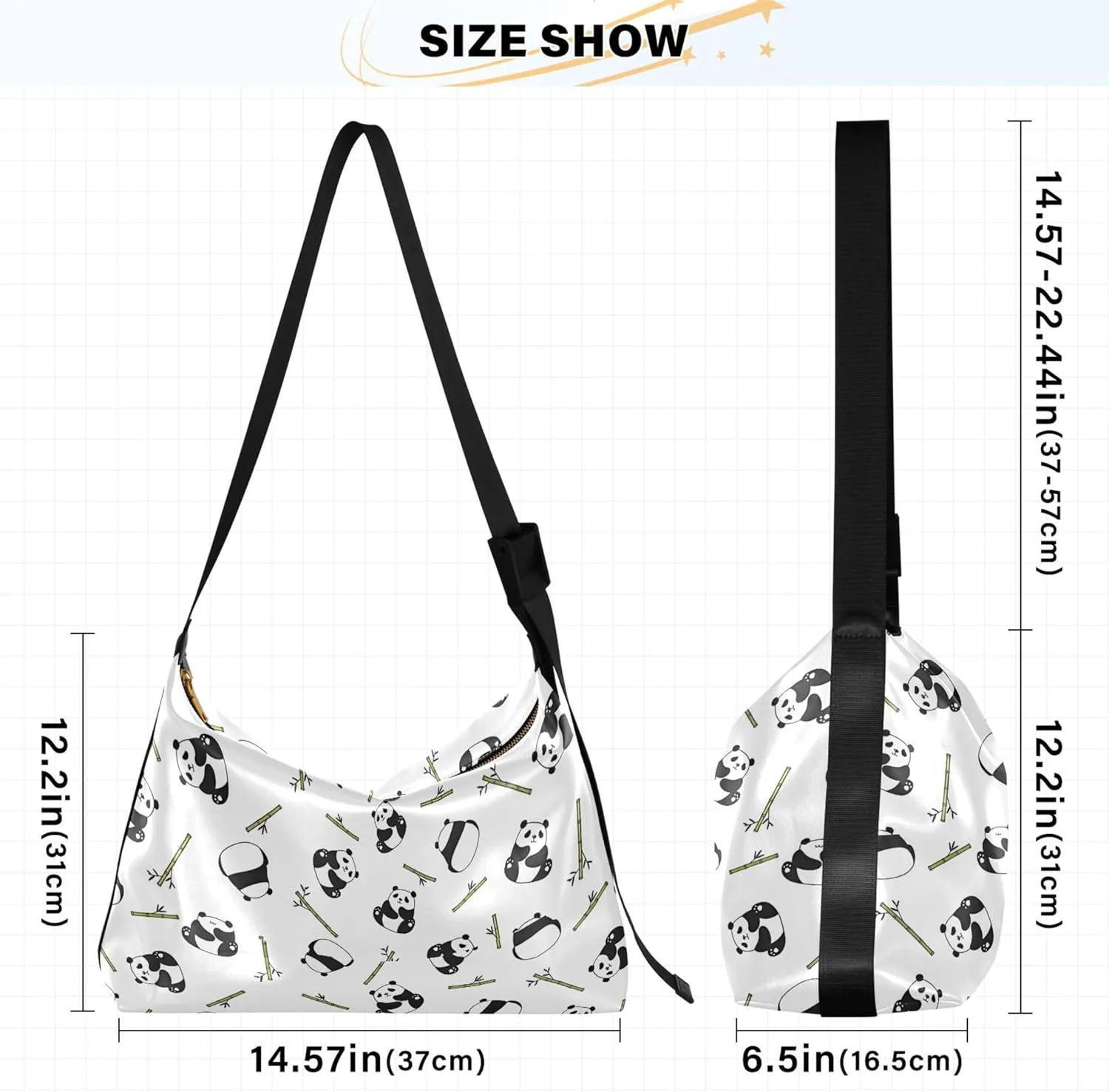 Bear Panda Polar Black White PU Leather Western Purse Hobo Large Crossbody Bags Floral Animal Print Women Bag