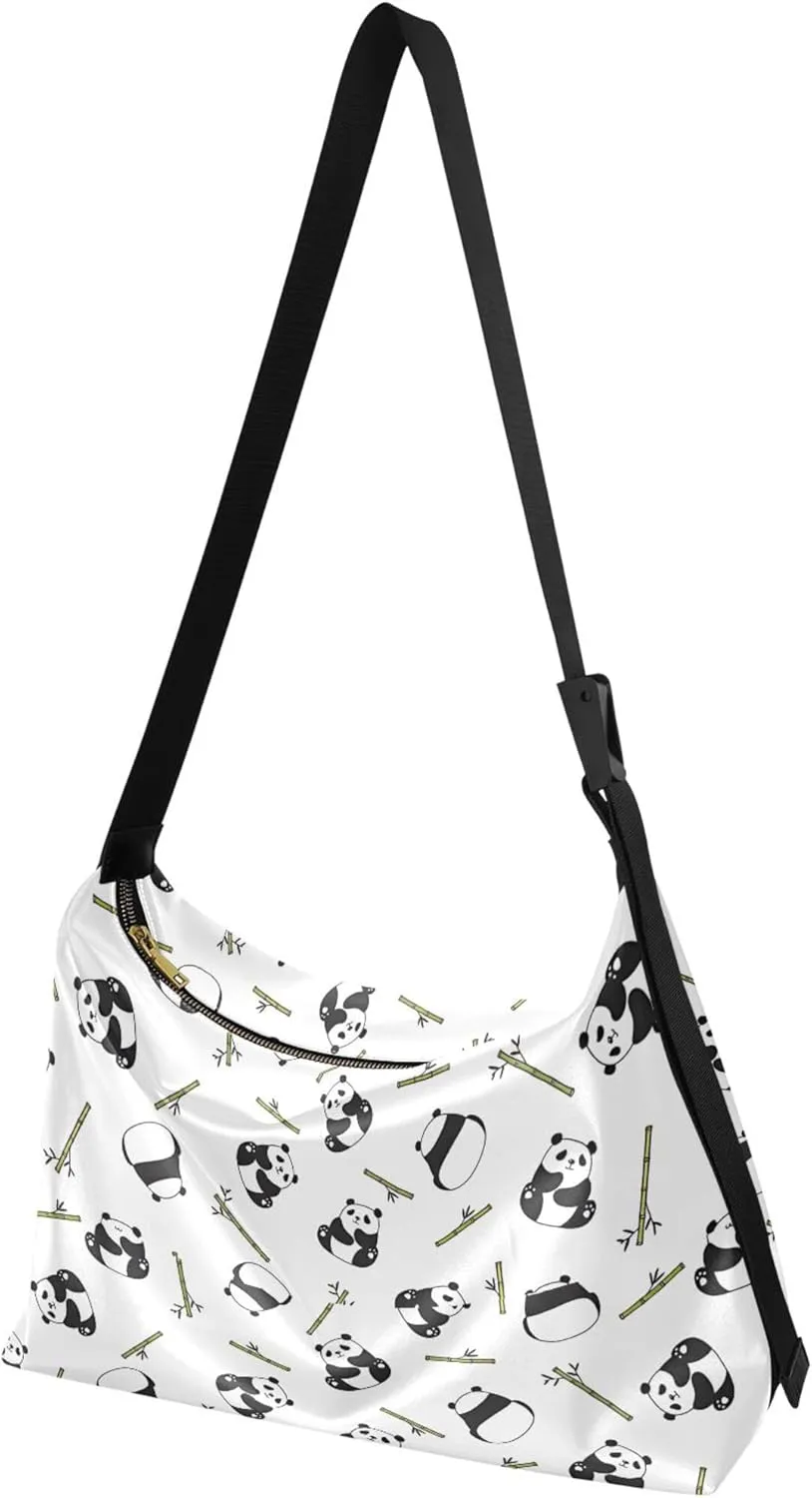 Bear Panda Polar Black White PU Leather Western Purse Hobo Large Crossbody Bags Floral Animal Print Women Bag