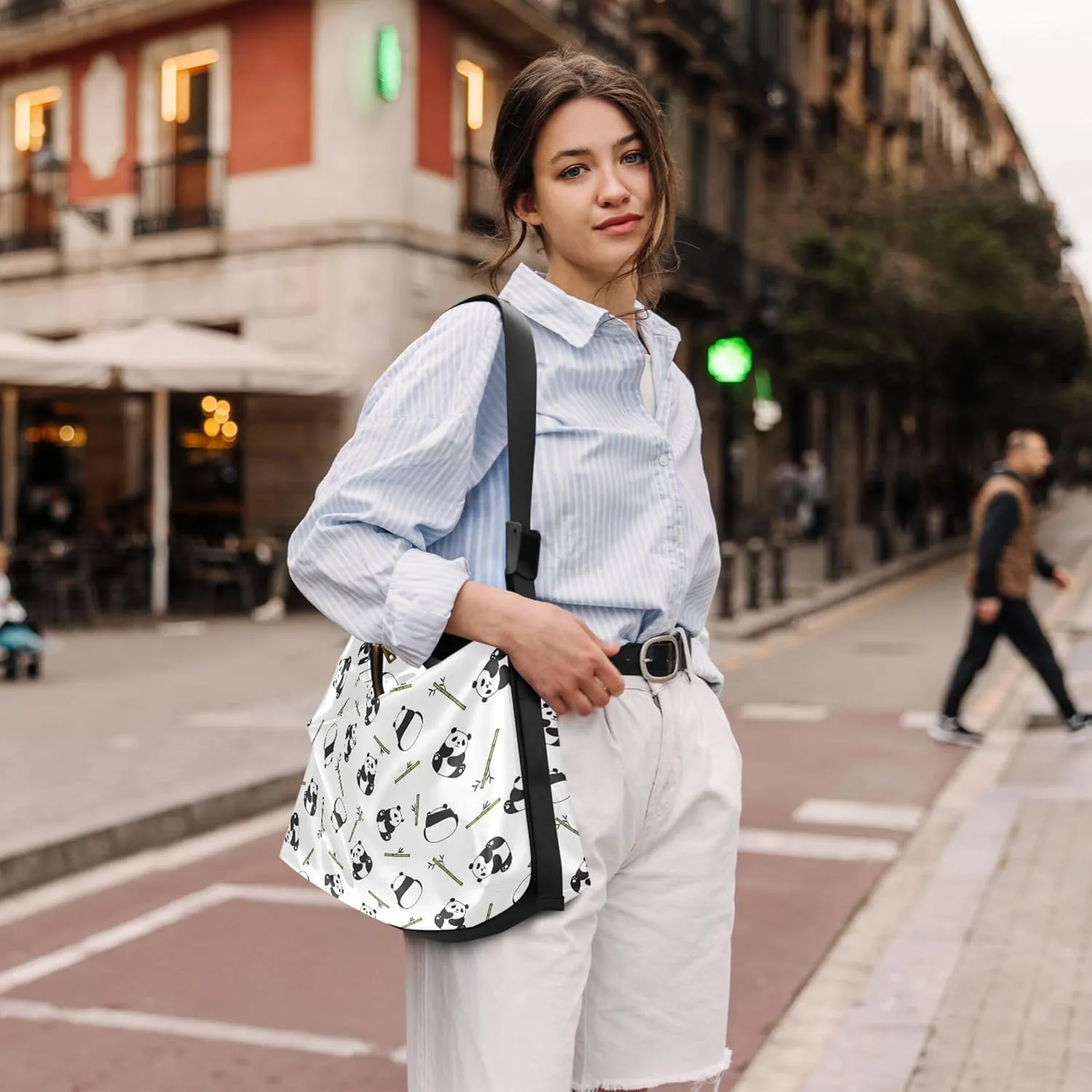 Bear Panda Polar Black White PU Leather Western Purse Hobo Large Crossbody Bags Floral Animal Print Women Bag