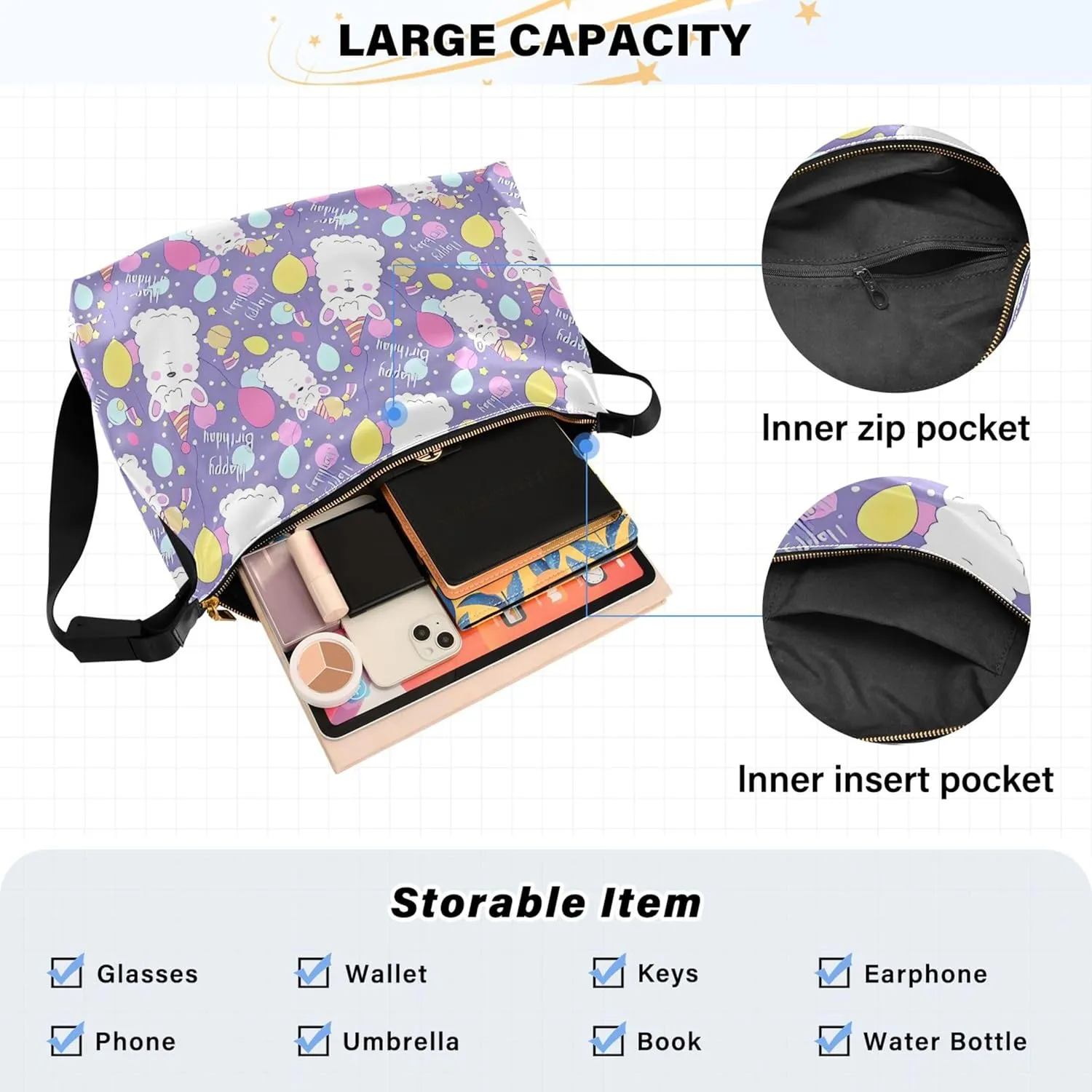 Bear Panda Polar Black White PU Leather Western Purse Hobo Large Crossbody Bags Floral Animal Print Women Bag