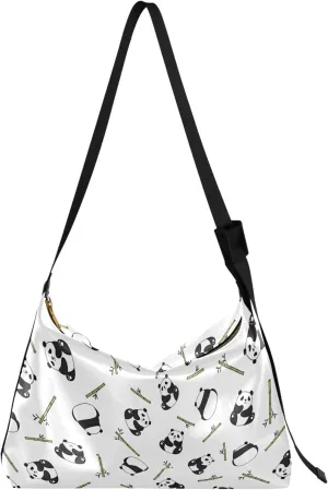 Bear Panda Polar Black White PU Leather Western Purse Hobo Large Crossbody Bags Floral Animal Print Women Bag