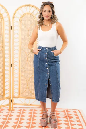 Bethany Dark Wash Button Down Denim Skirt