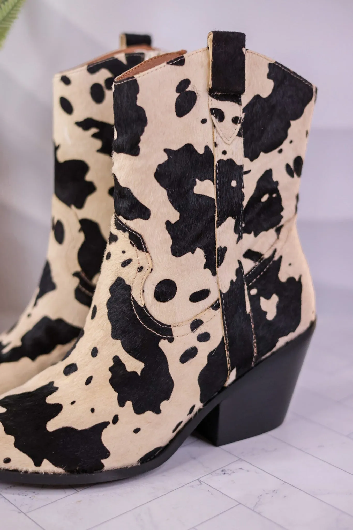 Black & White Faux Cow Hide Corky Boots FINAL SALE