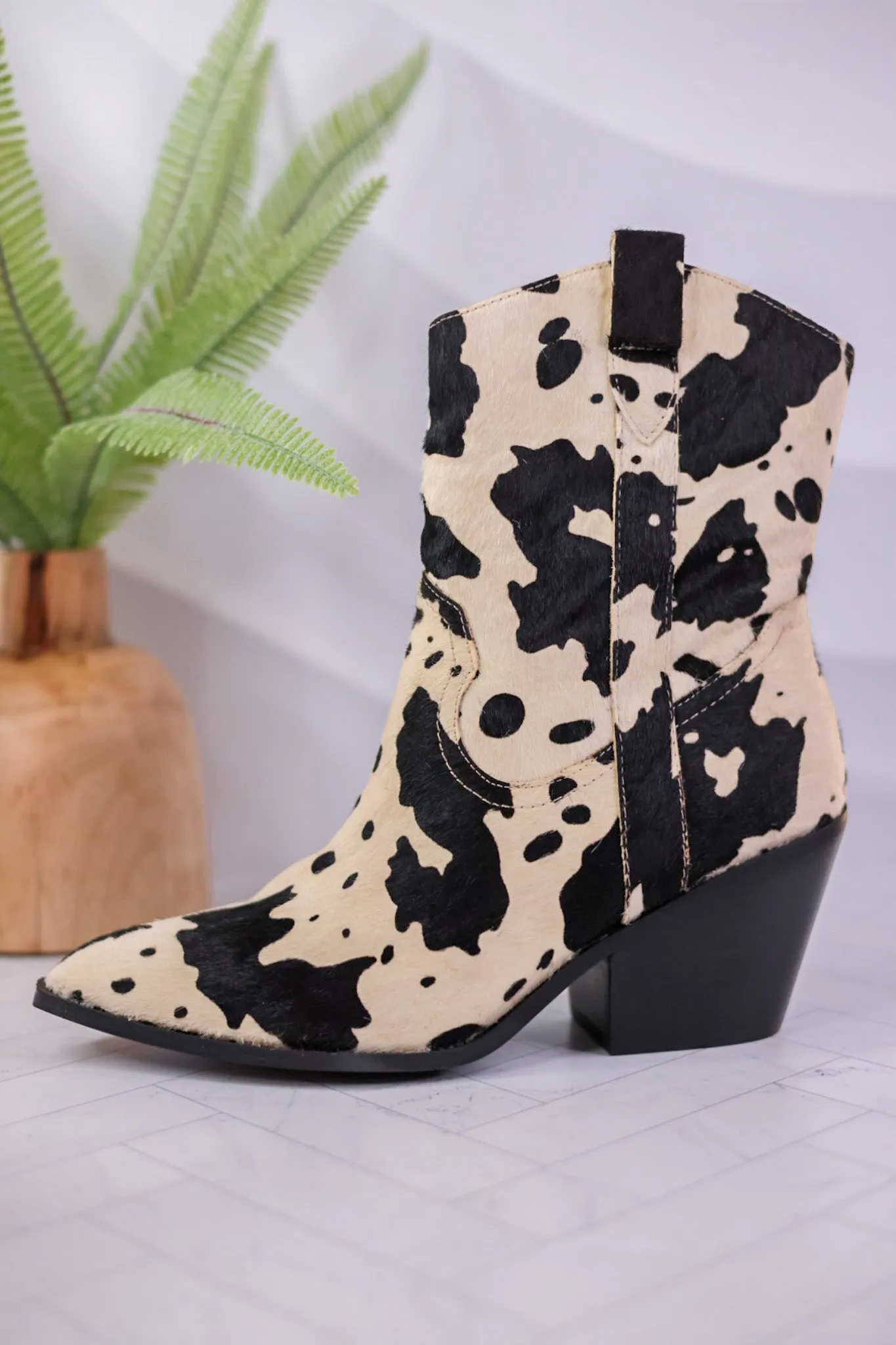 Black & White Faux Cow Hide Corky Boots FINAL SALE