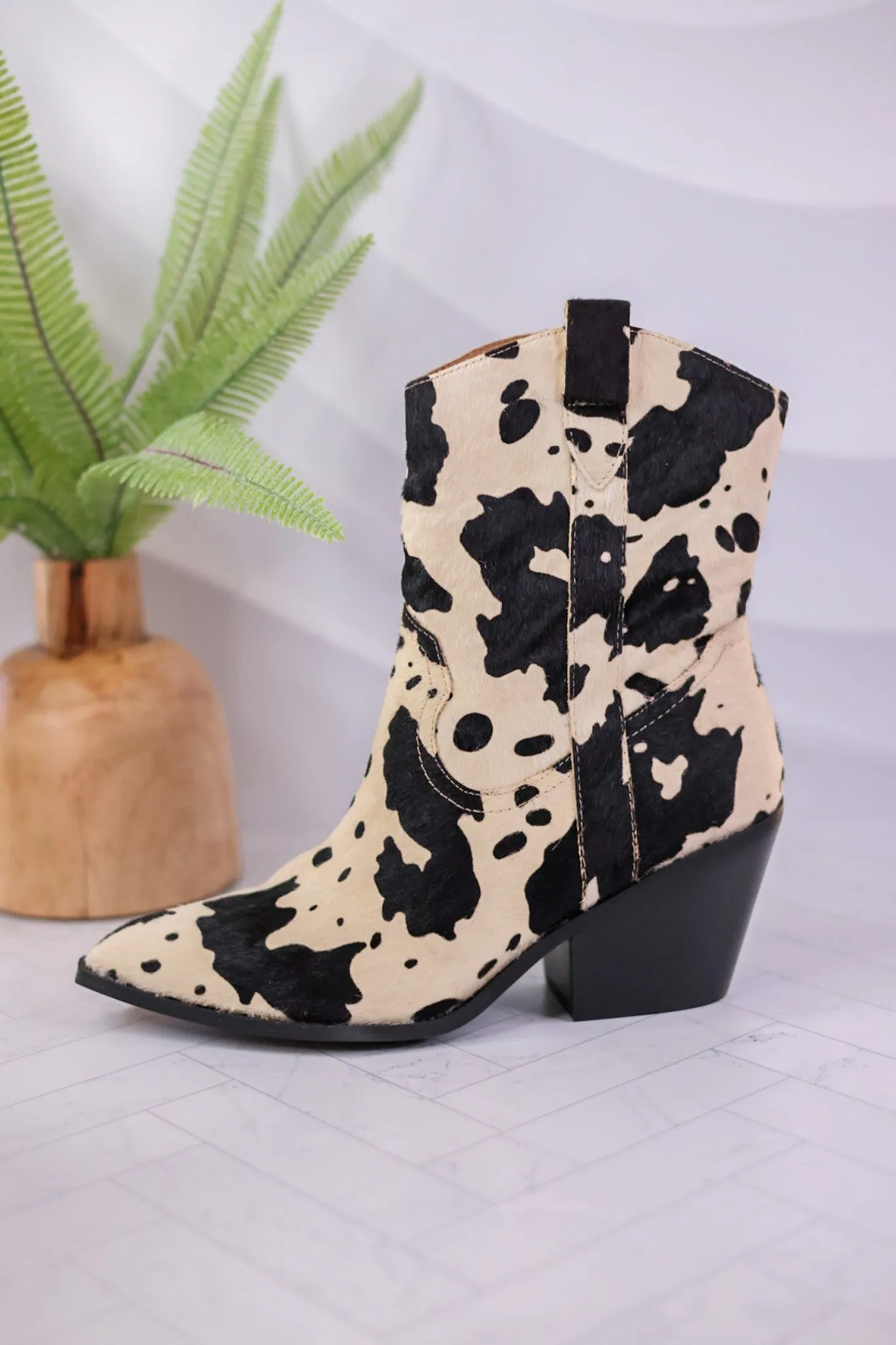 Black & White Faux Cow Hide Corky Boots FINAL SALE