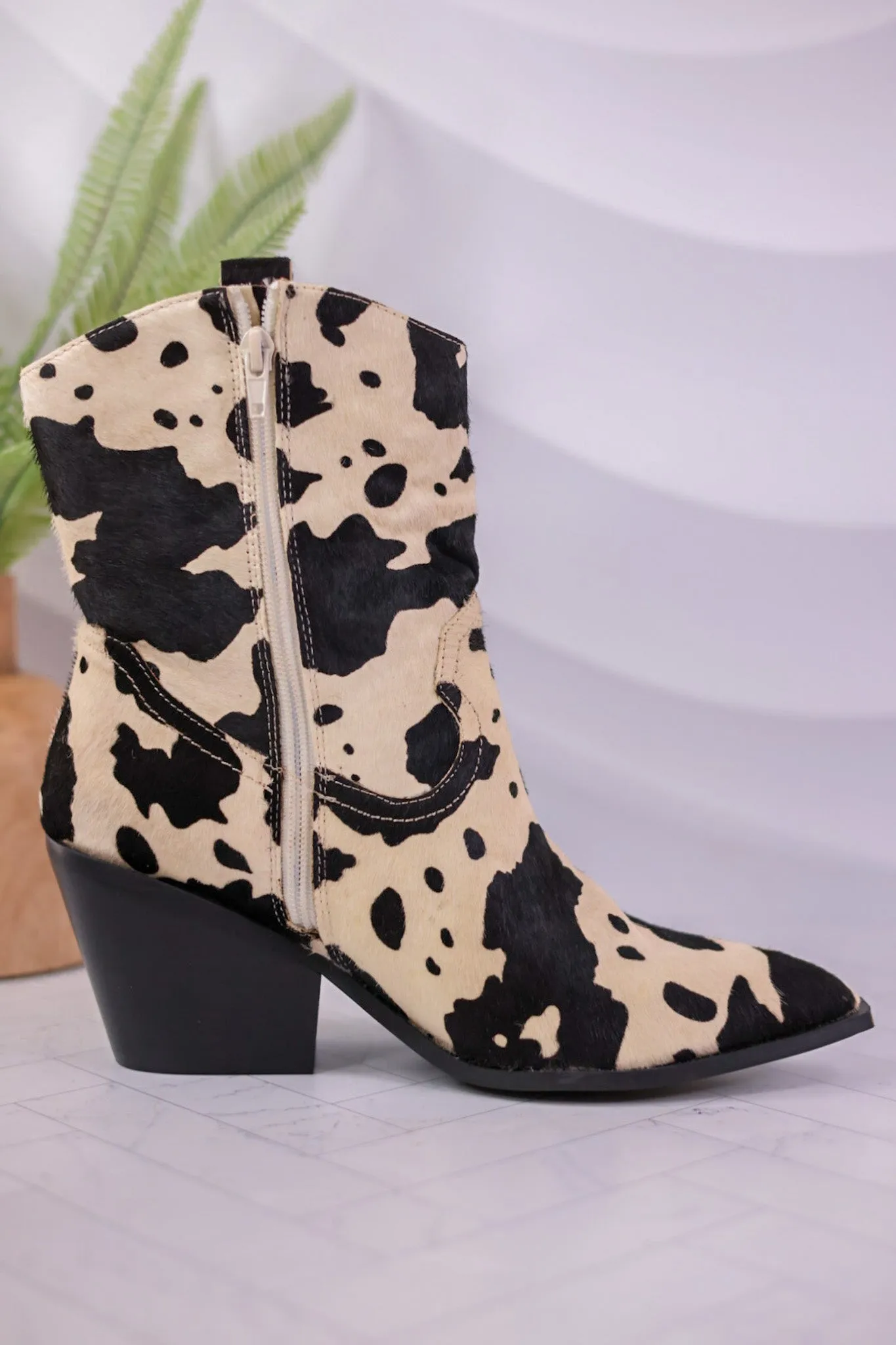 Black & White Faux Cow Hide Corky Boots FINAL SALE