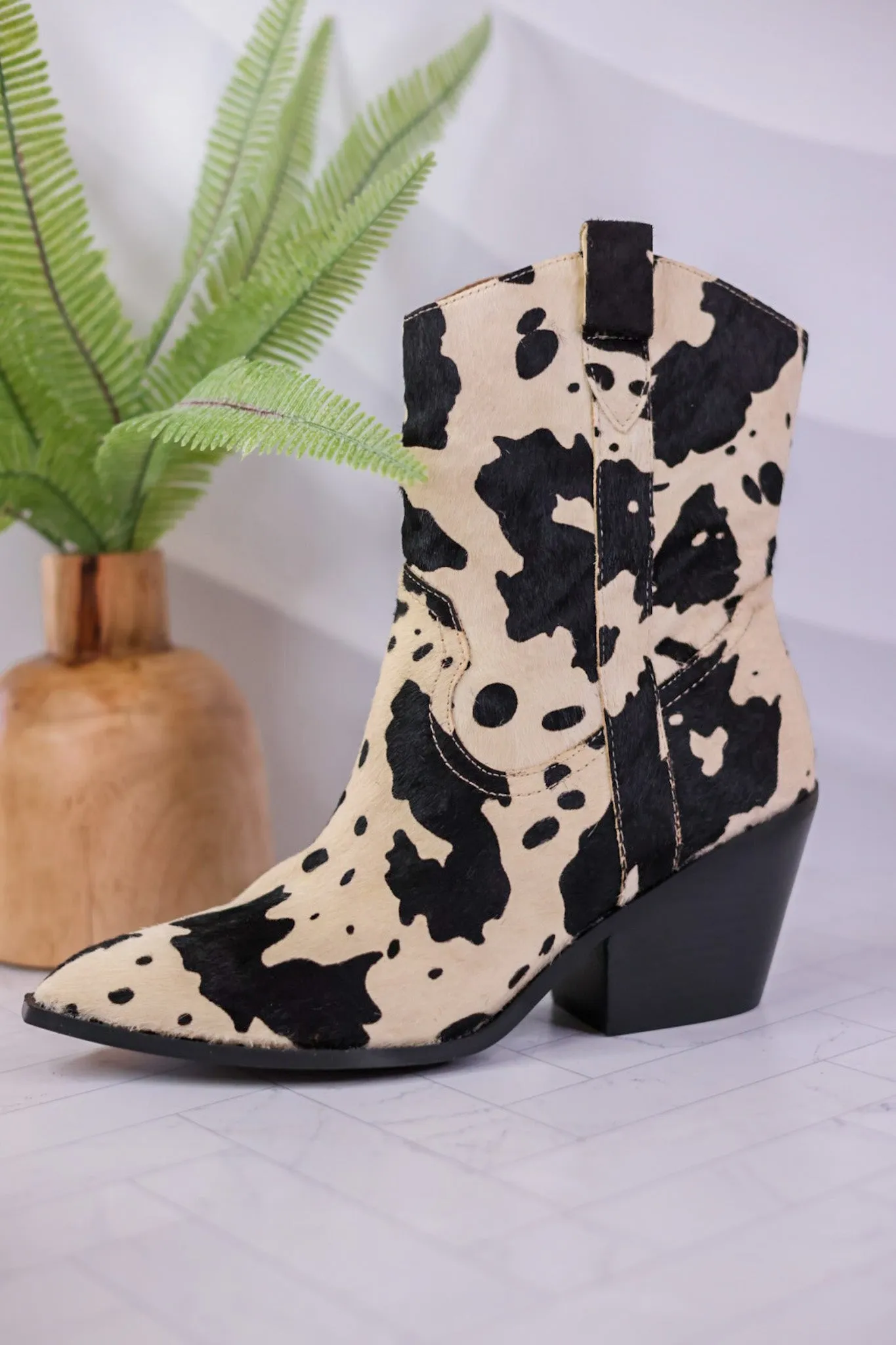 Black & White Faux Cow Hide Corky Boots FINAL SALE