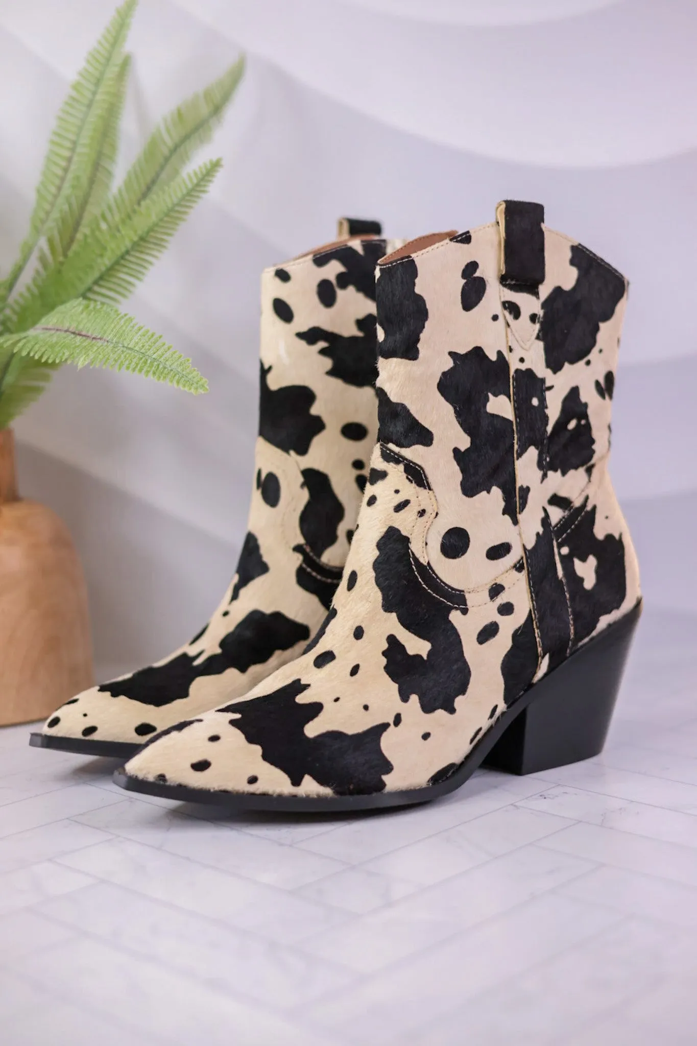 Black & White Faux Cow Hide Corky Boots FINAL SALE