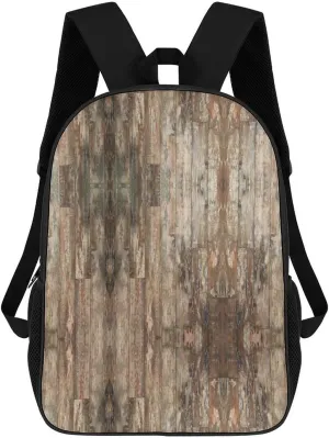 Black Bear Cabin Rustic Wood Large Capacity Lightweight Backpack Laptop Bag