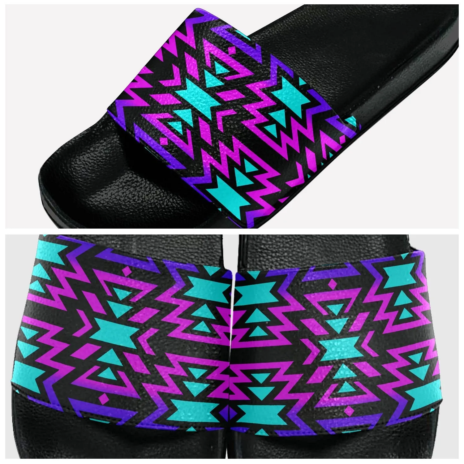 Black Fire Winter Sunset Slide Sandals