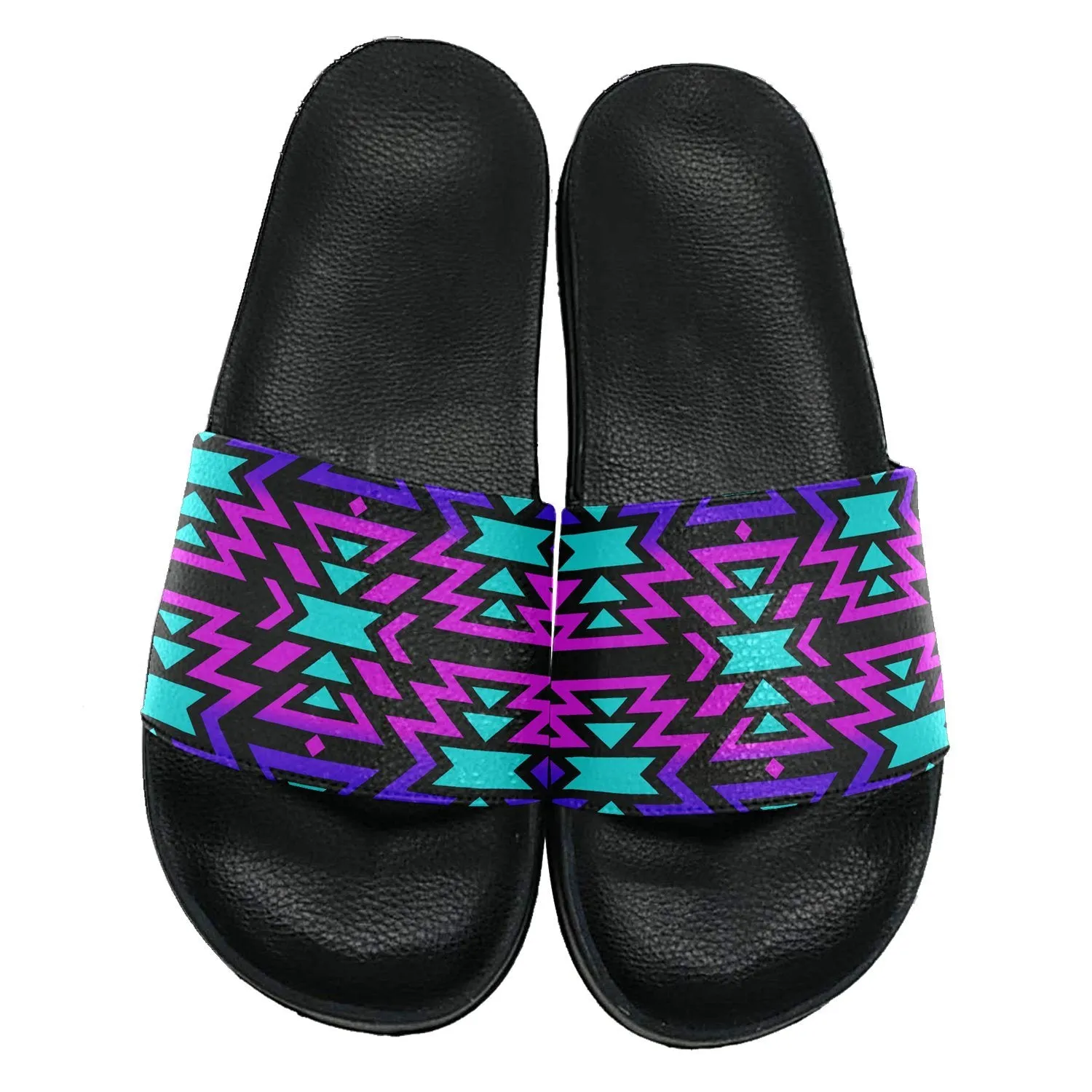 Black Fire Winter Sunset Slide Sandals
