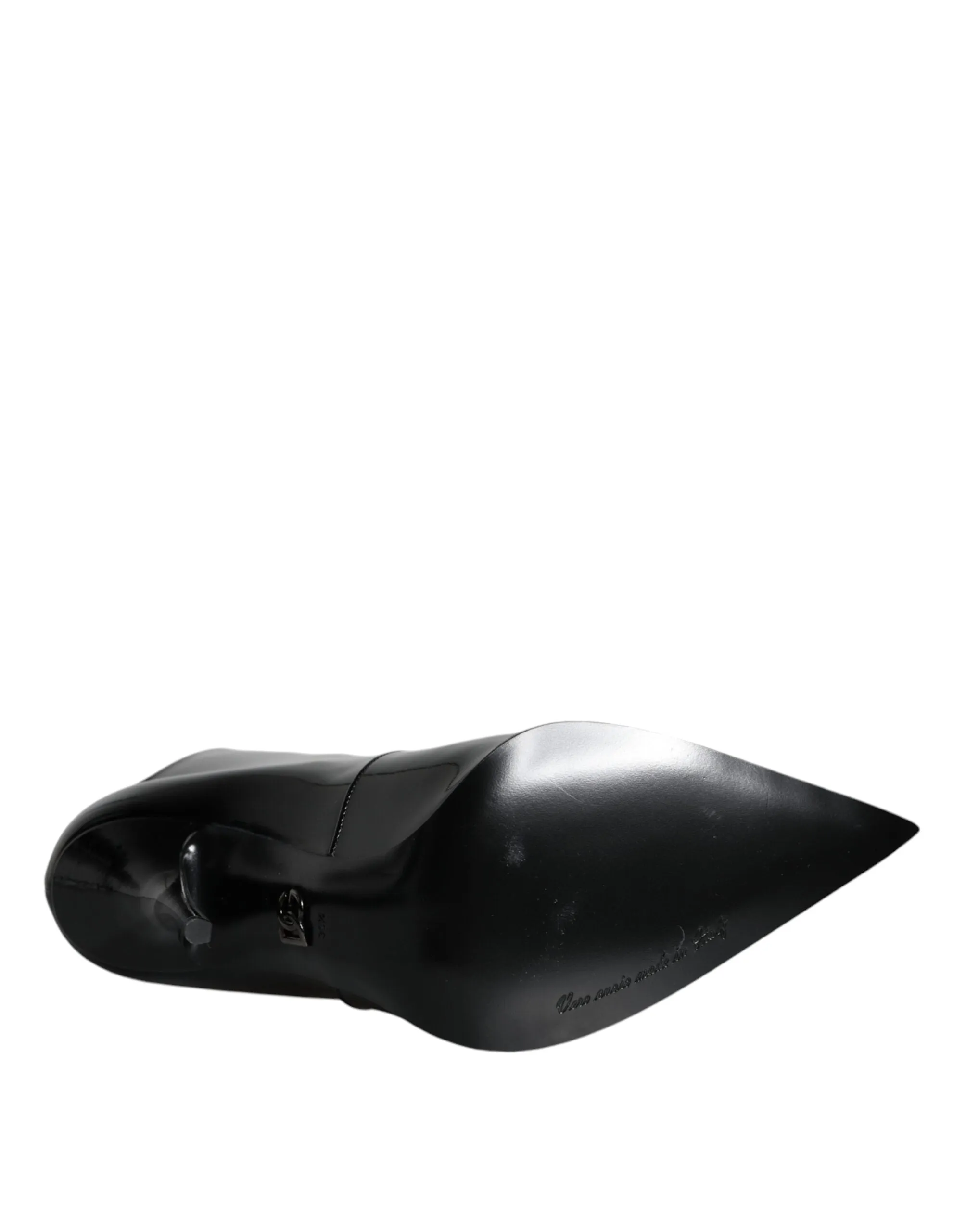 Black Patent Leather Pointed Ankle Boots Shoes
