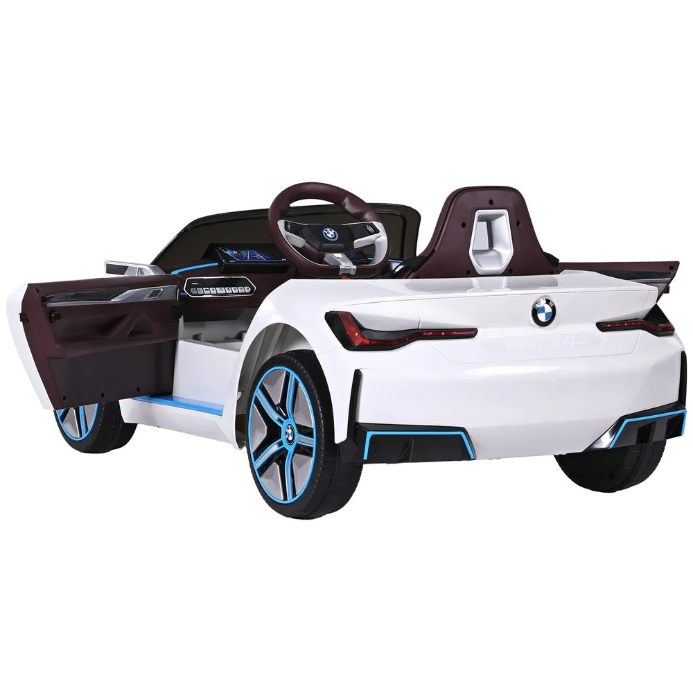 BMW I4 Ride On Car 12V 2-Motor Remote Kids Toy, White - BMW
