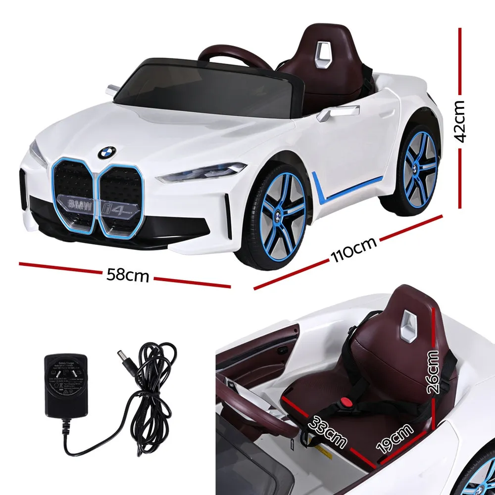 BMW I4 Ride On Car 12V 2-Motor Remote Kids Toy, White - BMW